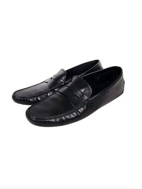 Tod's The City Gommino Black Calf Leather Driving Loafers Luxury Mens Size 8.5
